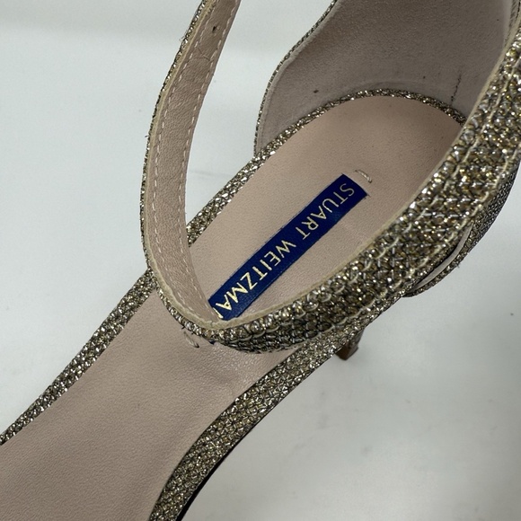 Stuart Weitzman Nudist Gold Glitter Sandals Heels Women’s Size 11 EUC - Picture 4 of 15